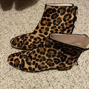 Real calf hair j crew leopard boots